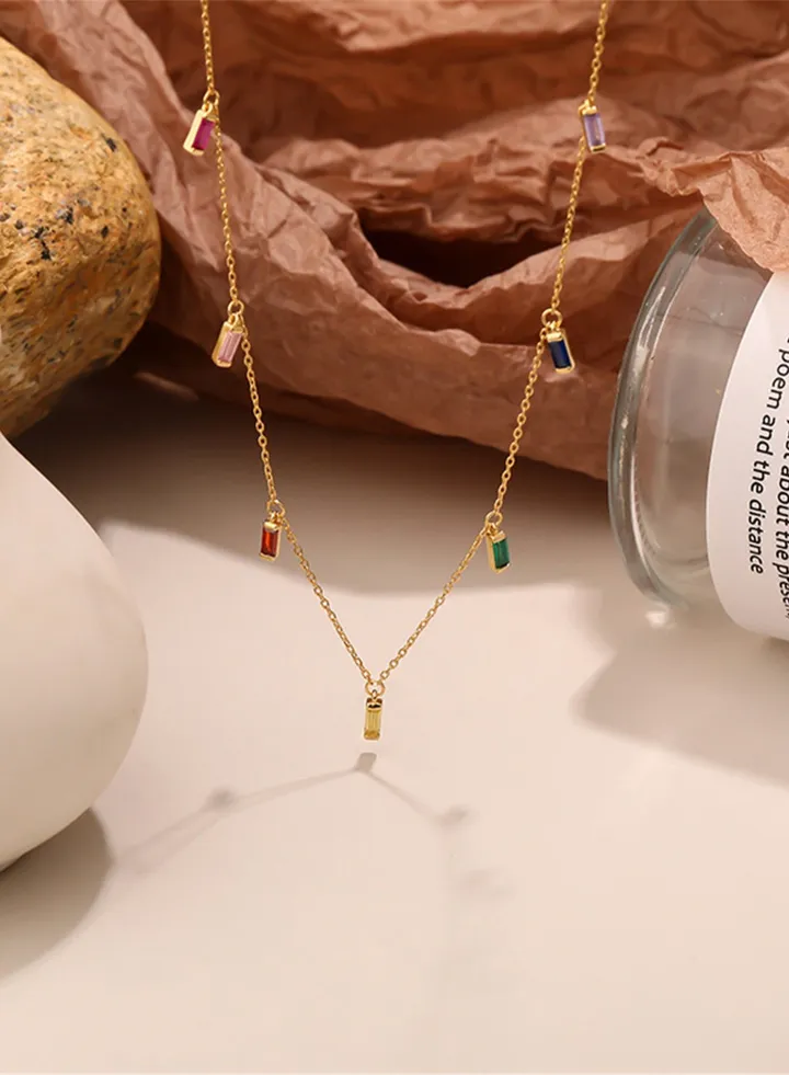 A full-body 925 silver color zircon tassel pendant necklace gift box, fashion luxury dating gift, temperament, versatile girl