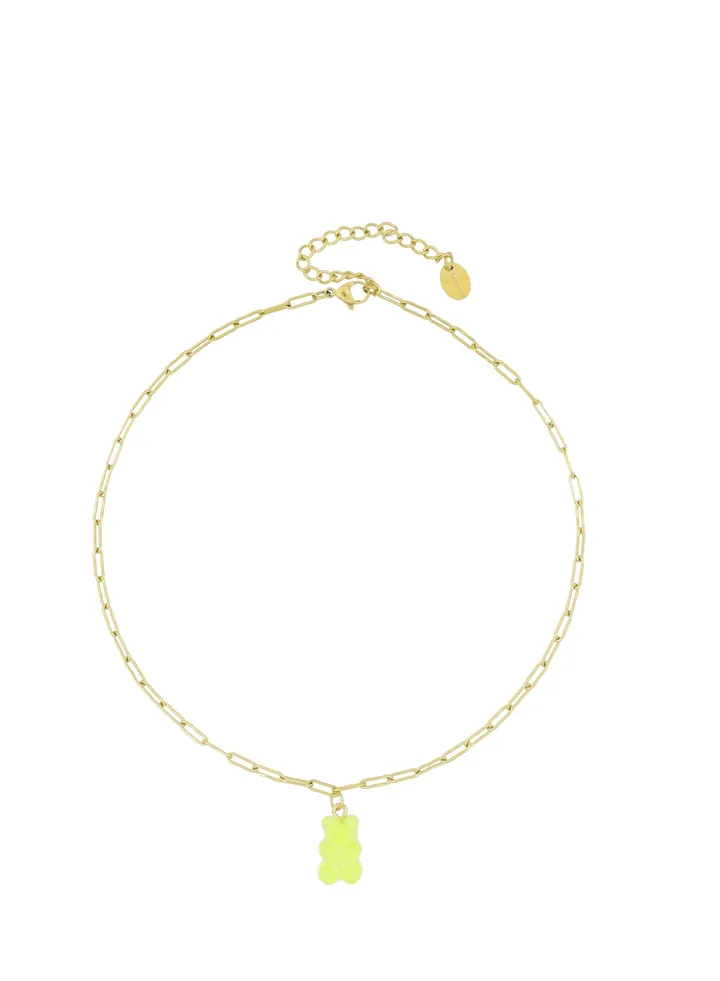 Bella Gummy Bear Necklace Blue/Yellow/Gold Plated