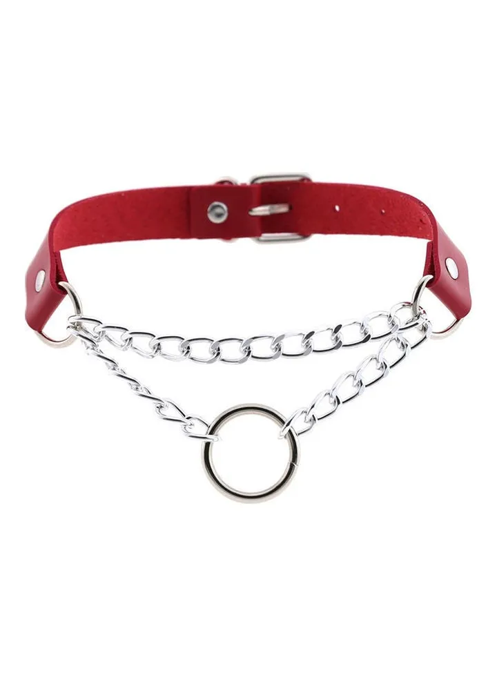 O Round Circle Faux Leather Collar