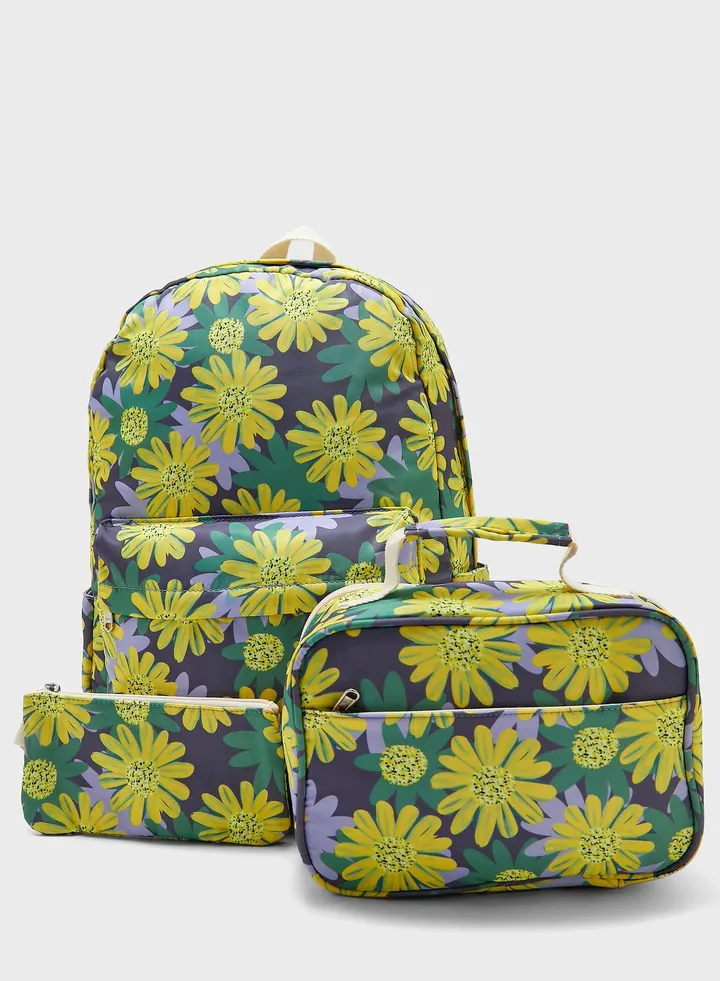 3 Piece Set Laptop Backpack, Lunch Bag And Pencil Case