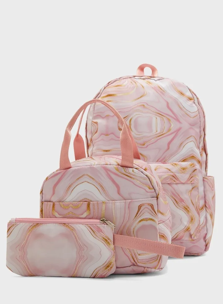 3 Piece Set Laptop Backpack, Lunchbag And Pencil Case