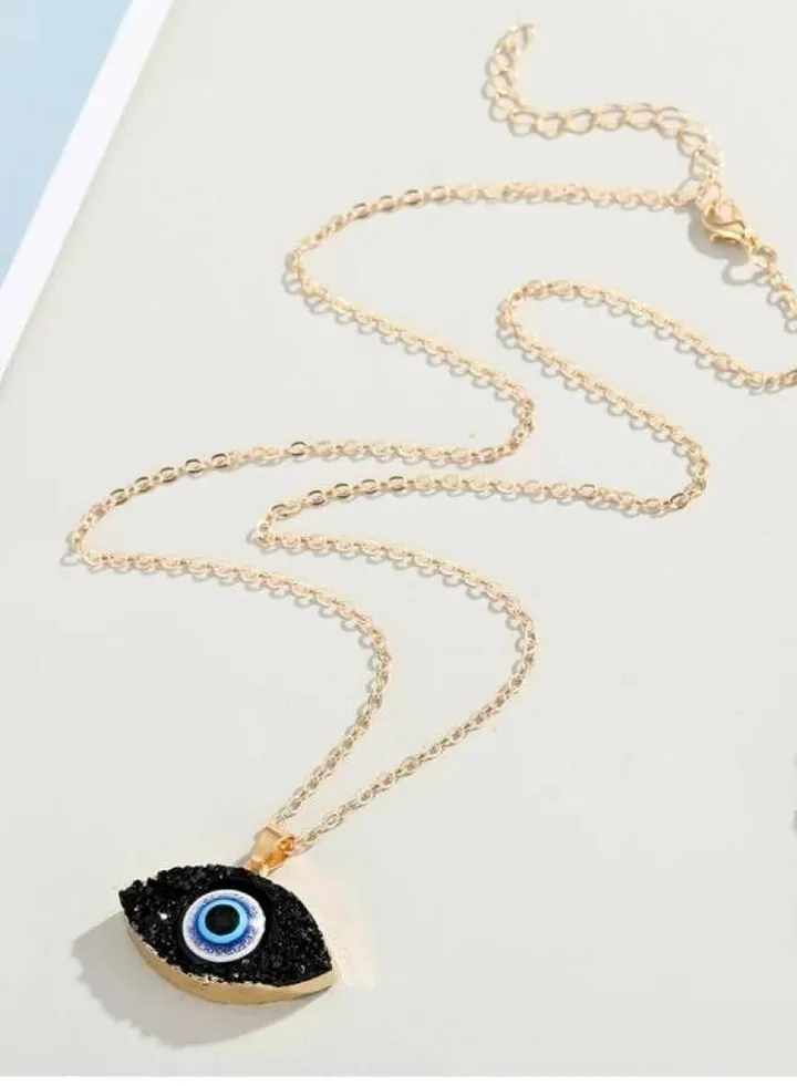 Gold Plated Evil Eye Black Pendant Necklace for Women