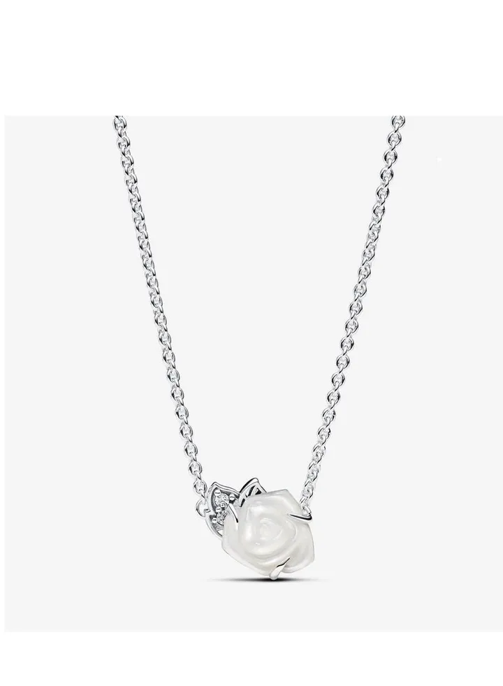 Pandora blooming white rose necklace