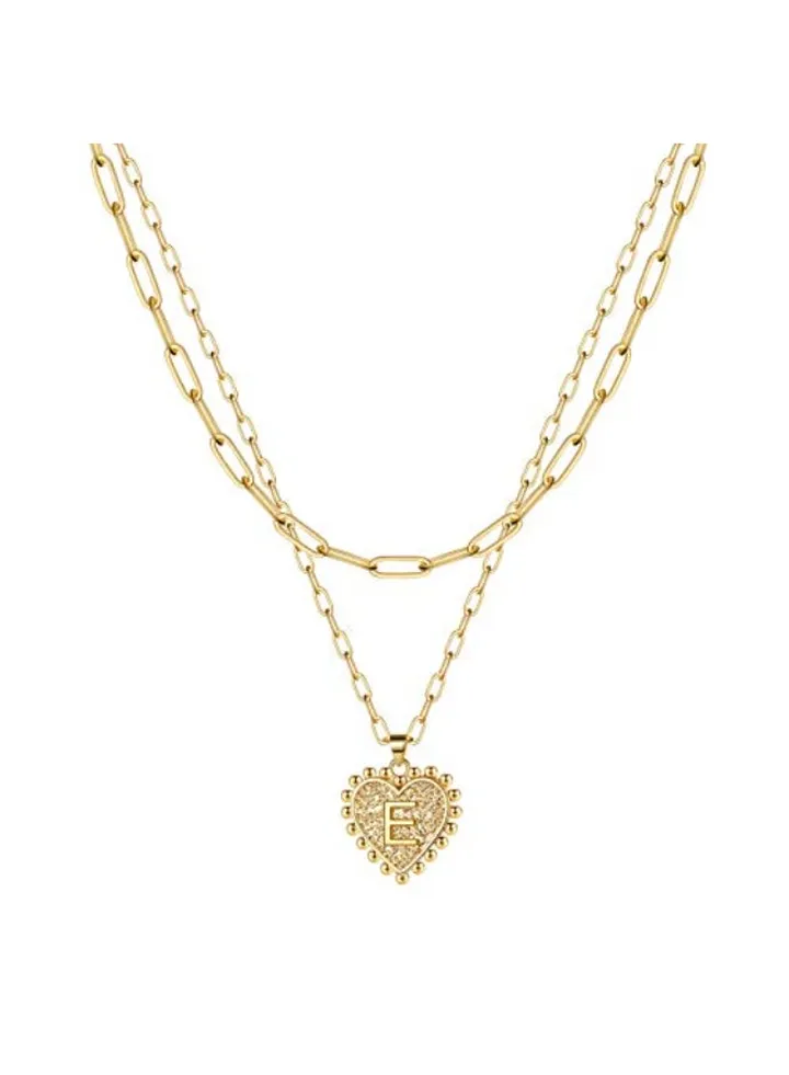 14 Karat Gold Plated Letter E Initial Pendant Necklace