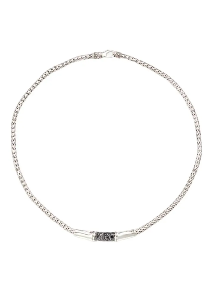 Sterling Silver and Black Sapphire Necklace for Women One Size