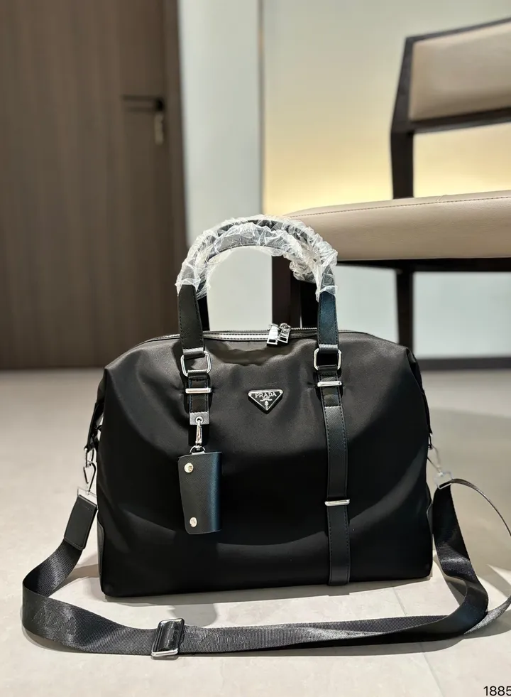 Prada Men's Canvas Briefcase Crossbody Bag Handbag Laptop Bag