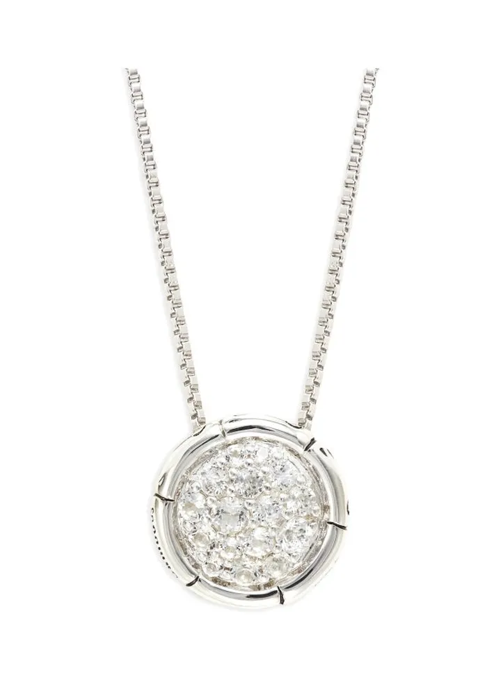 Sterling Silver and Topaz Pendant Necklace for Women One Size