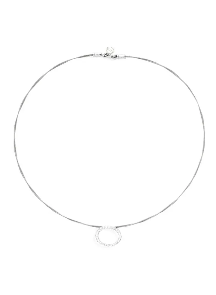 Classique 18K White Gold Stainless Steel and Diamond Pendant Necklace for Women One Size