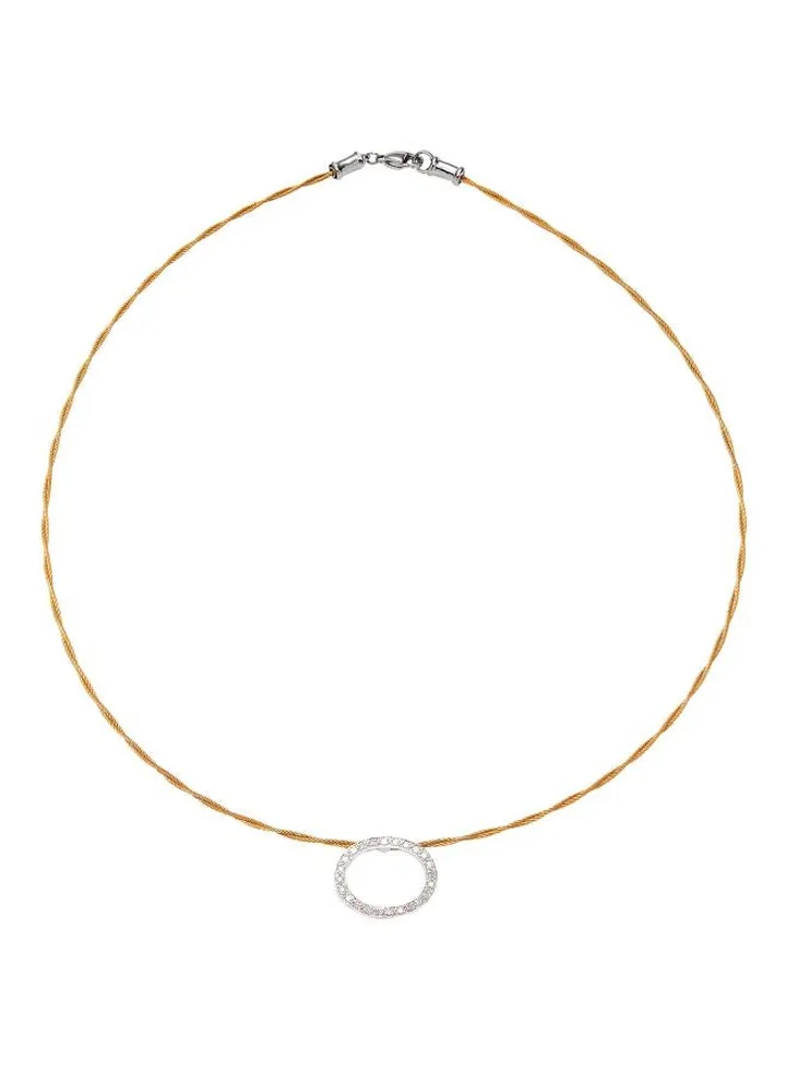 Classique 18K White Gold Goldtone Stainless Steel and 0.21 TCW Diamond Oval Necklace for Women One Size