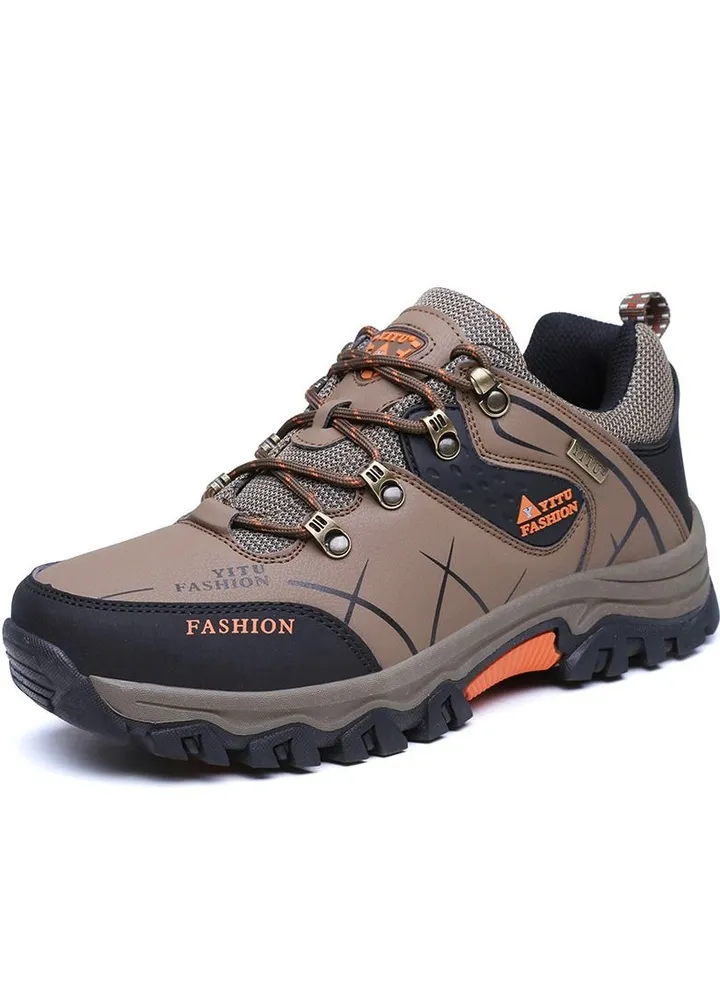 Camping Climbing Lace-Up Hiking Shoe Brown