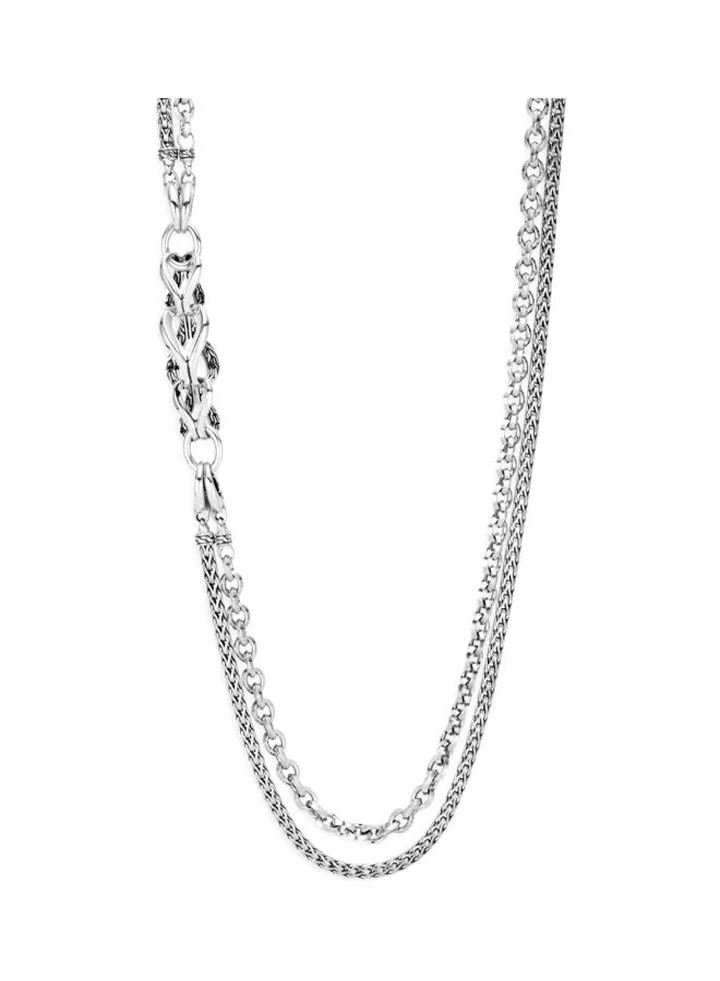 Classic Sterling Silver Double Row Chain Necklace