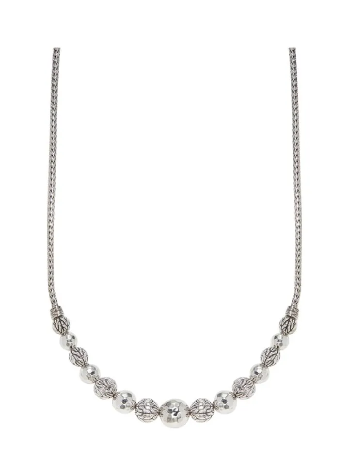 Sterling Silver Beaded Chain Necklace for Women One Size