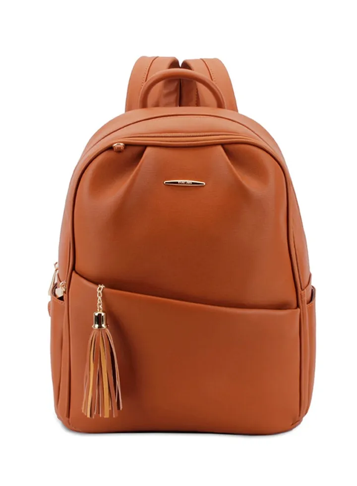Faux Leather Fashion Backpack Brown