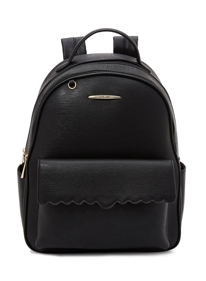 Faux Leather Backpack Black