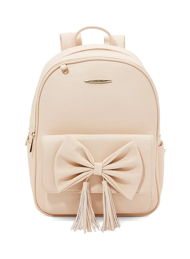 Faux Leather Backpack Beige