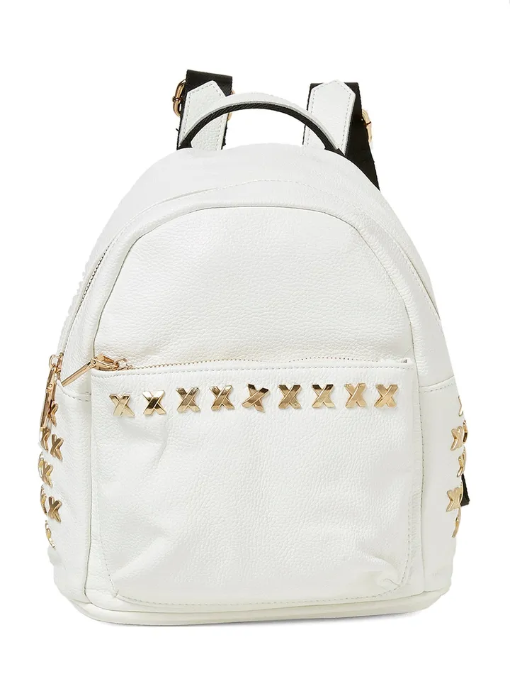 Faux Leather Backpack White