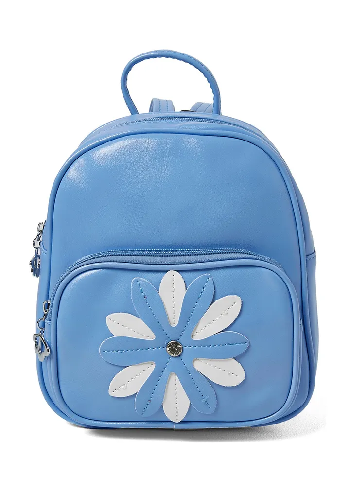 Faux Leather Backpack Blue