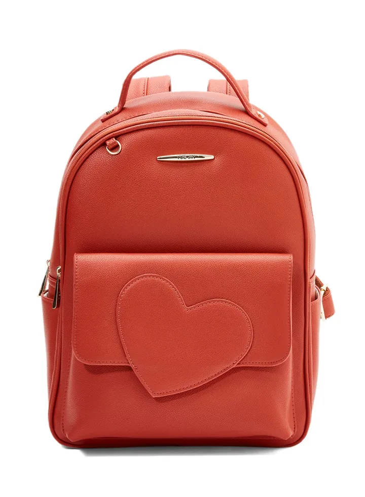 Faux Leather Backpack Orange