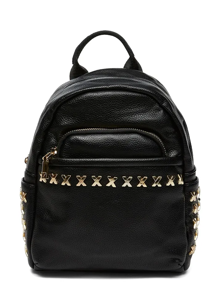 Faux Leather Fashion Backpack Black