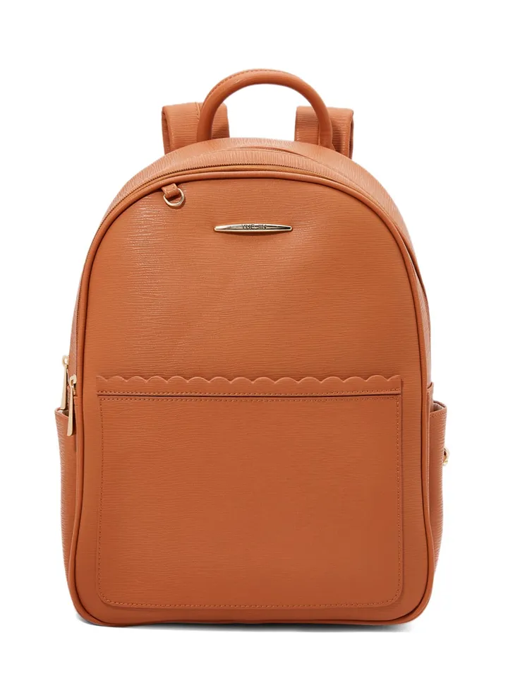 Faux Leather Backpack Brown
