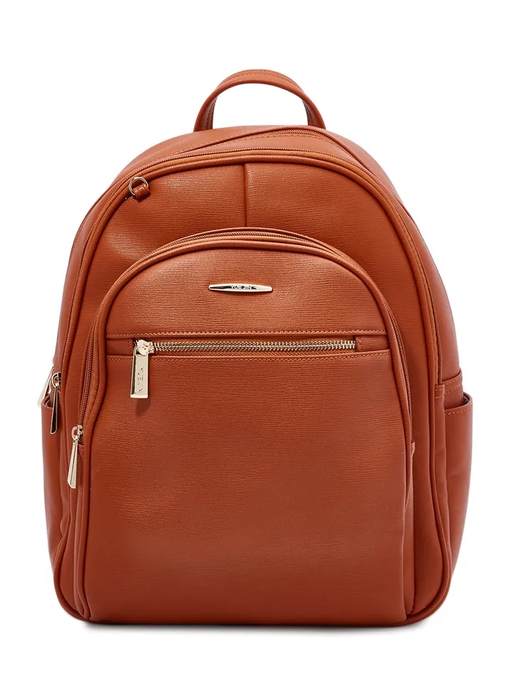 Faux Leather Fashion Backpack Brown