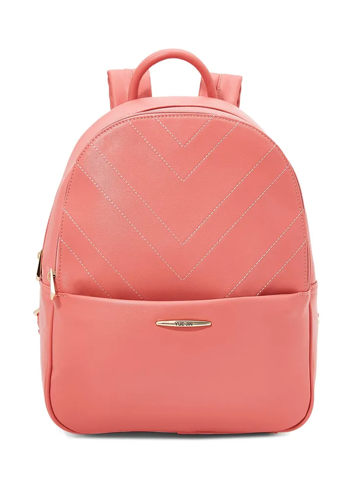 Faux Leather Backpack Red