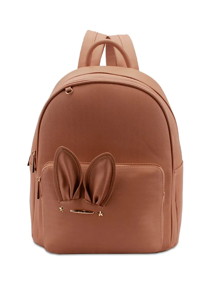 Faux Leather Fashion Backpack Apricot