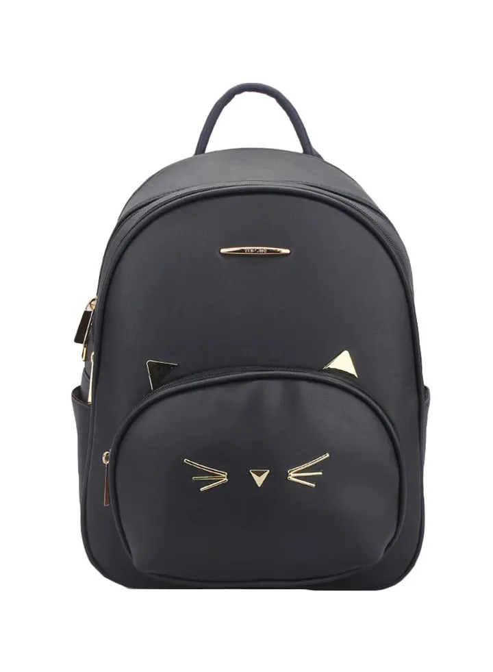 Faux Leather Fashion Backpack Black