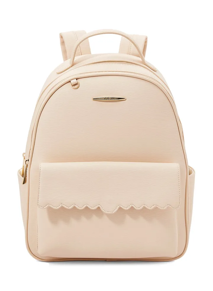 Faux Leather Backpack Beige