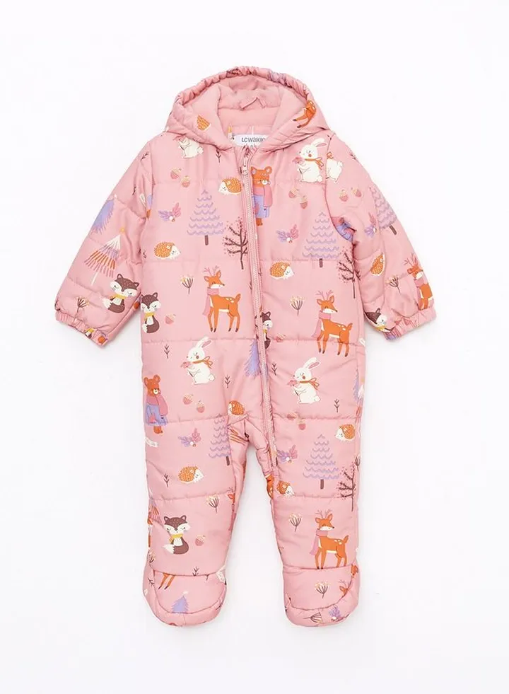 Hooded Long Sleeve Printed Girl Jumpsuit