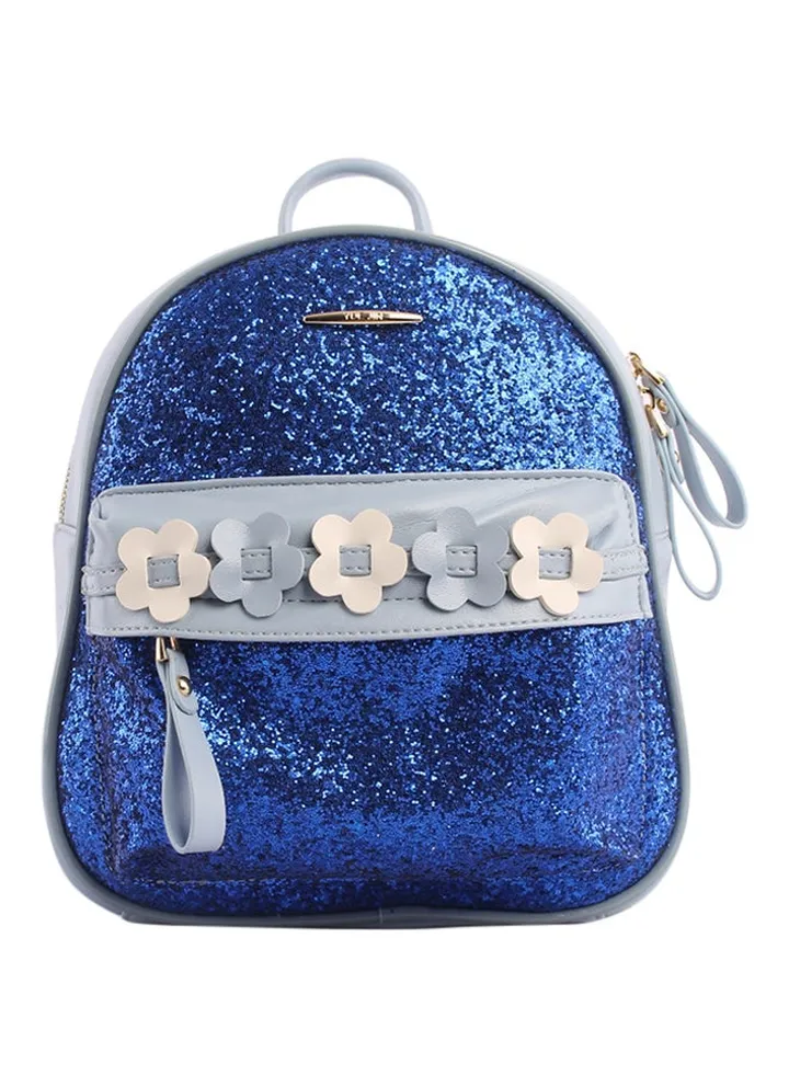 Glittery Leather Backpack Blue