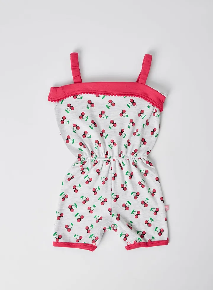Baby Cherry Print Jumpsuit Pink