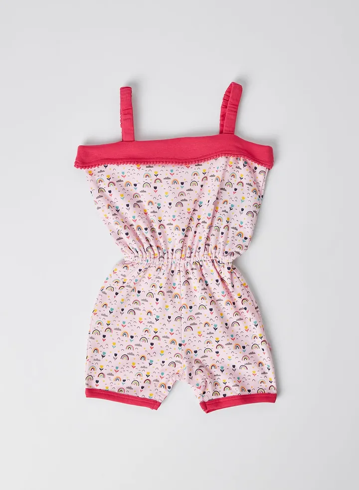 Girls Printed Playsuit Pink