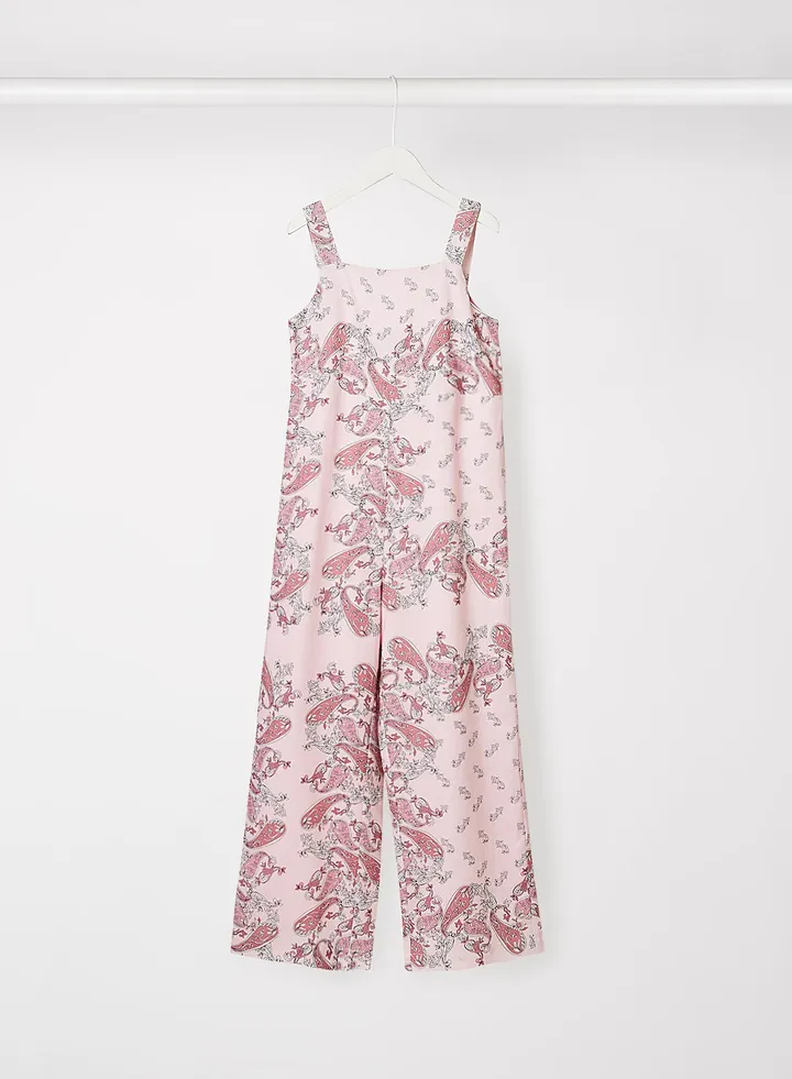 Girls Paisley Print Jumpsuit Pink