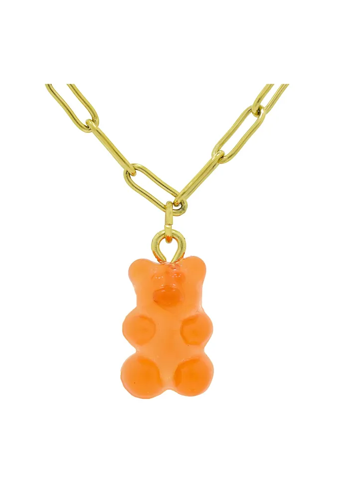 Bella Gummy Bear Necklace Coral Gold Plated