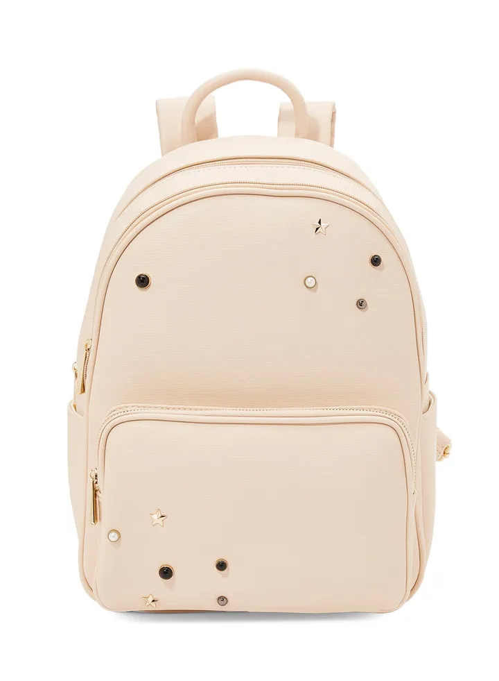 Faux Leather Backpack Beige