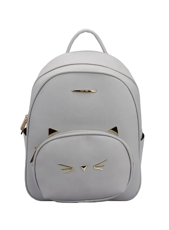 Faux Leather Fashion Backpack Grey