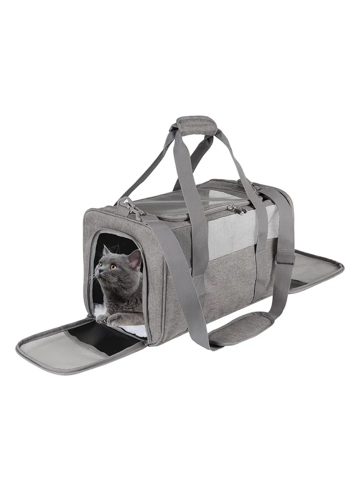 Pet Carrying Case, Protable Good Breathable Soft Edge Foldable Top Loading Cat Bag Carrier, Pet Carrier for Small and Medium Cats, Gray