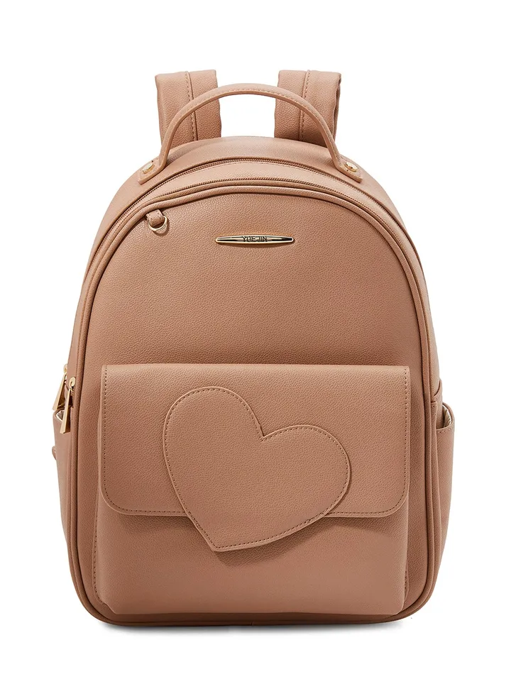 Faux Leather Backpack Brown