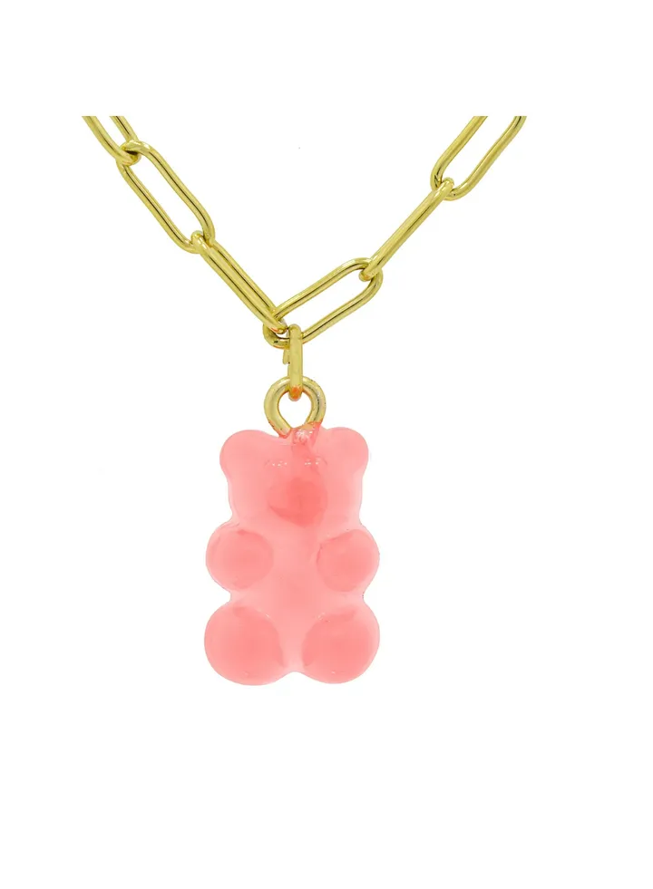 Bella Gummy Bear Necklace Coral/Gold Plated