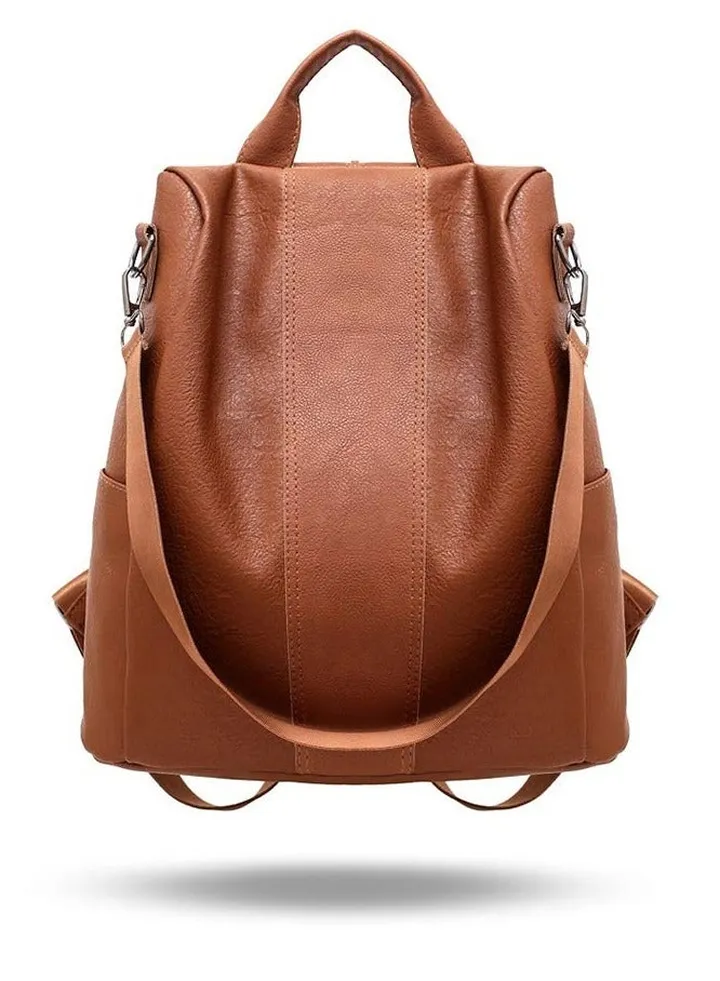 Women Backpack Handbag PU Leather Daypack Shoulder Bag Antitheft Ladies Rucksack Lightweight Waterproof School Bags for Women/Girls Travel Stylish and Functional Travel Companion Brown