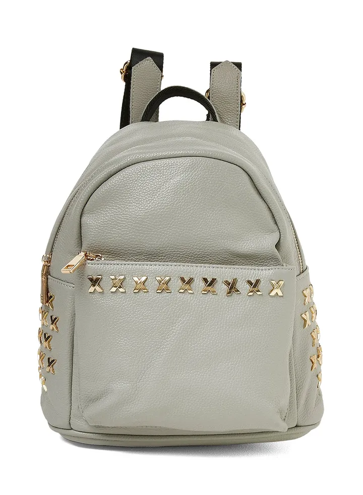Faux Leather Backpack Grey