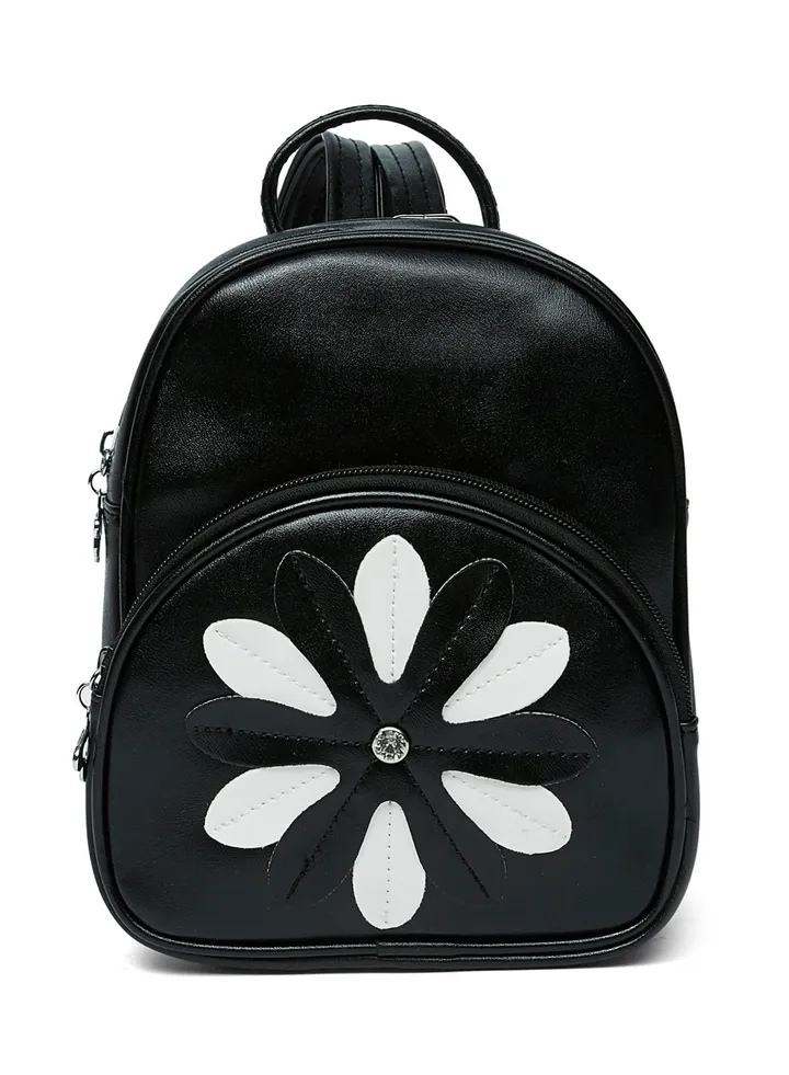Faux Leather Fashion Backpack Black