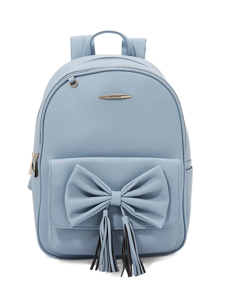 Faux Leather Backpack Blue