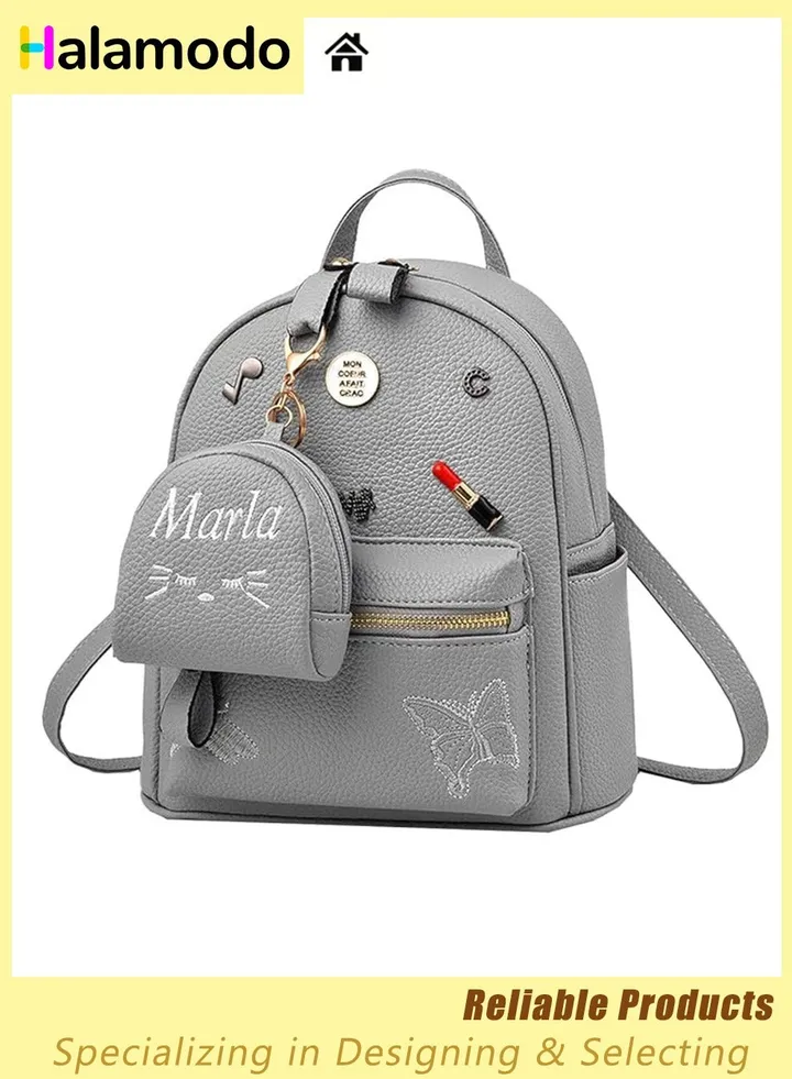 Women Backpack Purse, PU Washed Leather Shoulder Bag, Mini Leather Backpack, with Small Coin Purse Travel Handbag, Ant-Theft Women Bag, Crossbody Bag, Casual Daypack
