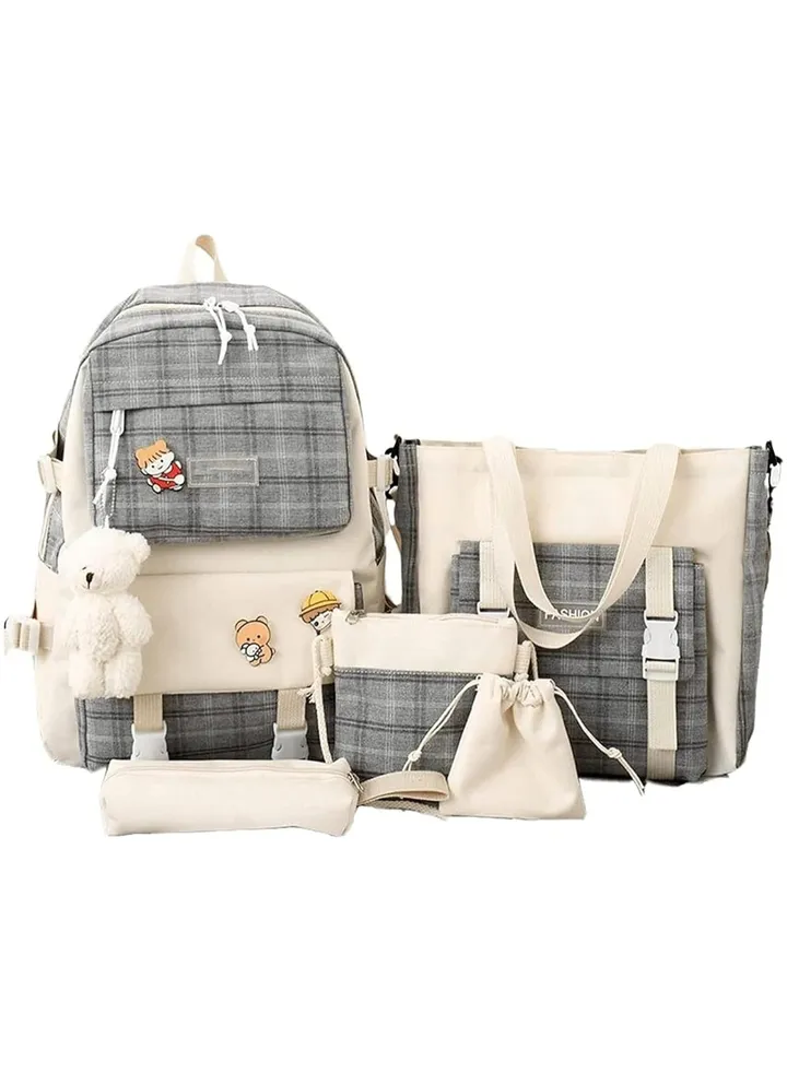 5 Pcs Backpack Set,Kids Backpacks,School Bag for Kids,Back to School Book Bag Backpack for Teen,Cartoon Travel Backpack,Shoulder Bag,Handbag (Black)