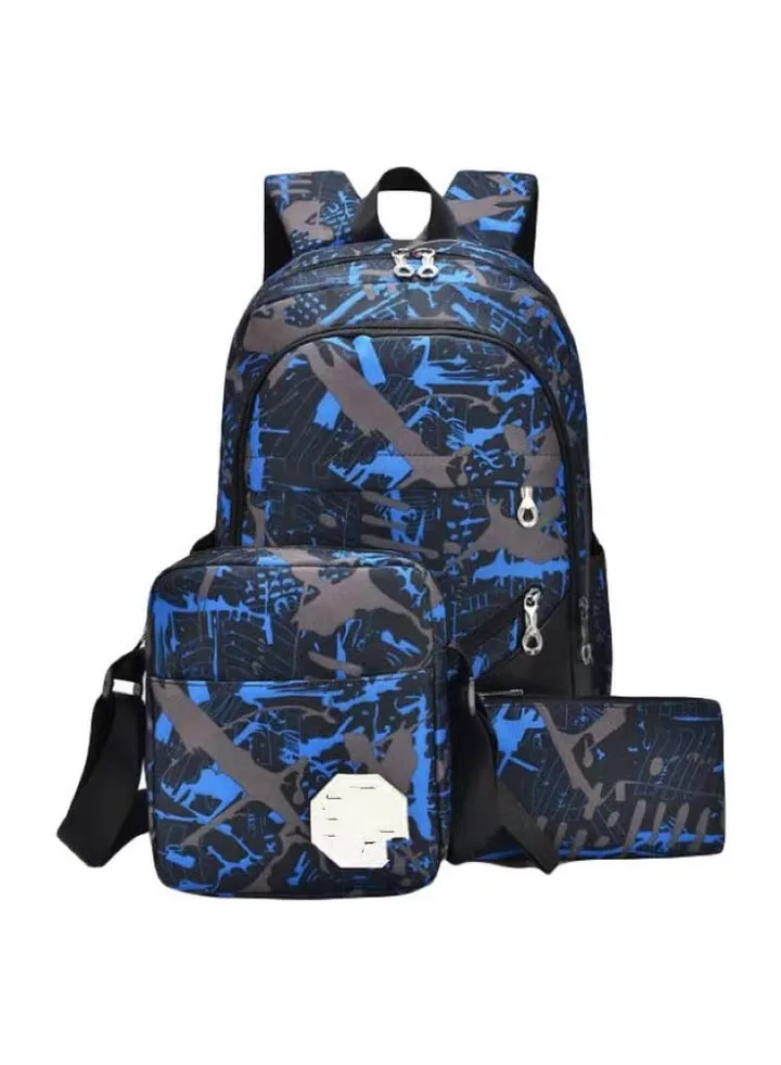 3-Piece Printed Bag Set Blue