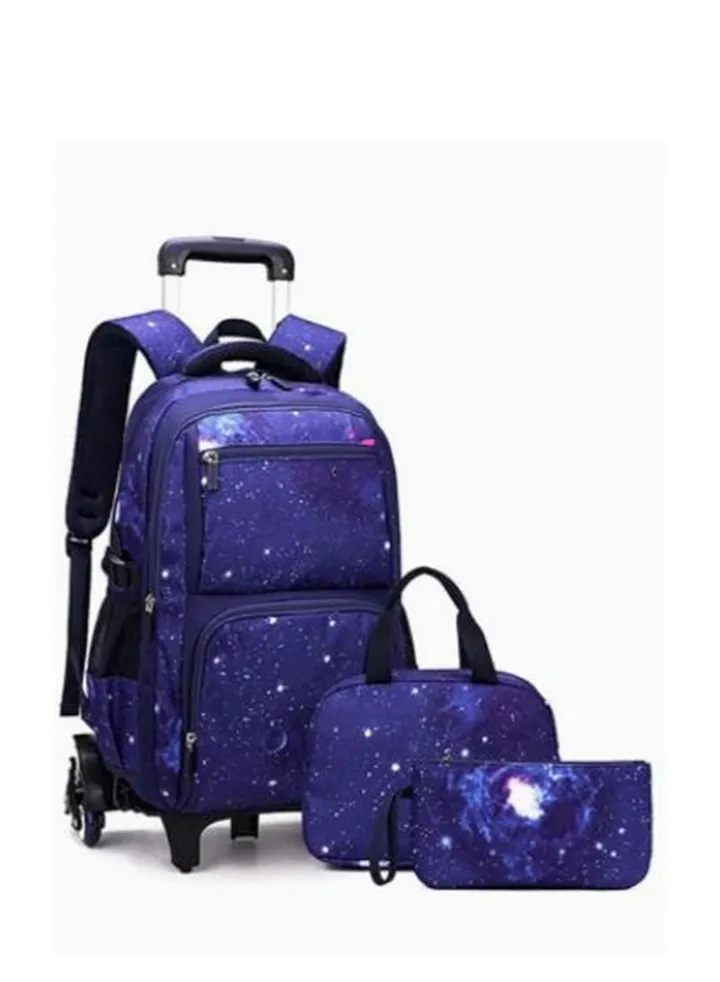 Backpack 18in Double Handle Backpack Kids Wheeled Travel School Bag Roller Luggage with Lunch Bag Set Girls Boys