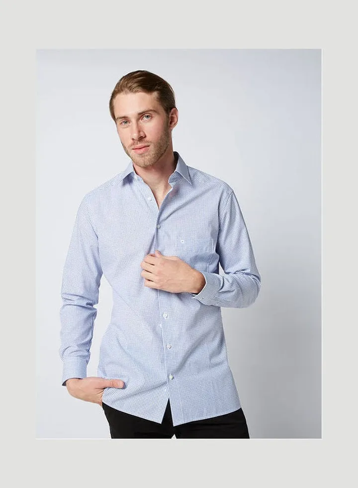 Casual Stripes Long Sleeve Shirt Blue-White