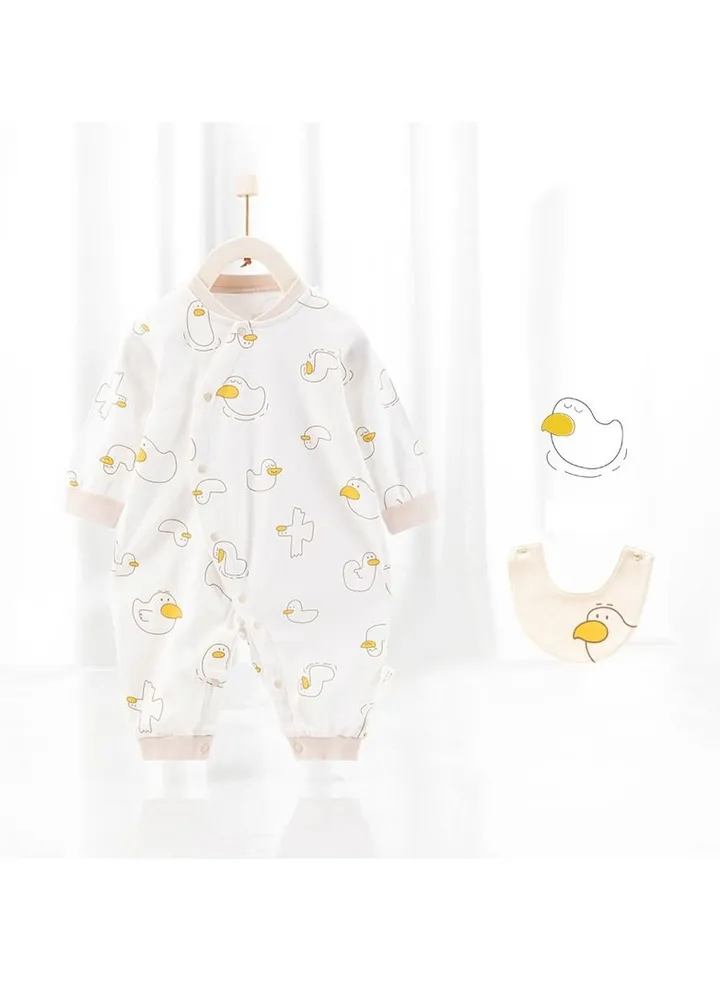 Newborn Long-sleeved Cotton Jumpsuit With Bib